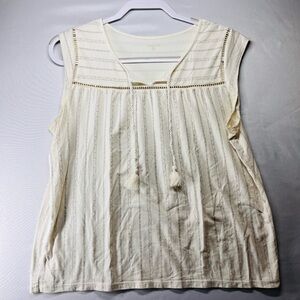 Garnet‎ Hill Ivory Sleeveless Blouse